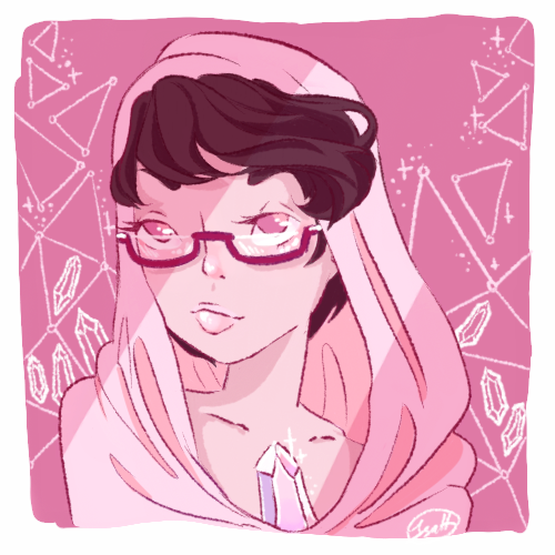 illustrated icon of a white woman drawn as a Steven Universe-style gem